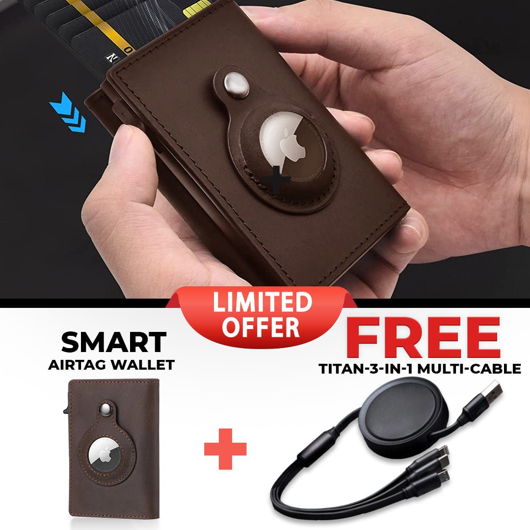 EDGE™ Smart AirTag Wallet + Free 3 In 1 Multi Cable - edgessentials